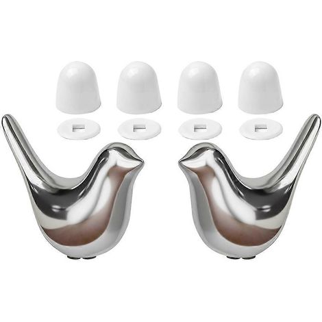 jeux de cache-vis de toilette en céramique en forme d'oiseau et 4 cache-vis universels pour toilettes, jolis cache-vis décoratifs pour sol de toilette (1/5)
