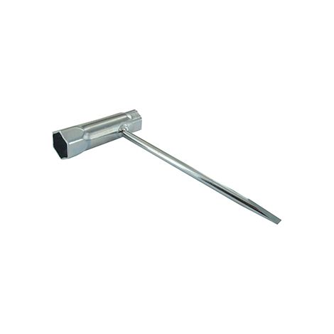 Chiave per candela di accensione con manico a cacciavite. Dimensioni: 16 x 19 mm.
