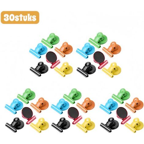 30 pièces - Aimants pour réfrigérateur - Pinces magnétiques - Rondes - Idéales pour photos et notes - Multifonctionnelles - Klein taille (30 mm) - Six couleurs (1/5)