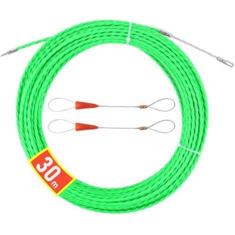 (Vert) Aiguille Electricien 30M, 4mm Tire Fils Electrique, Tire Cable avec 2 Tête Flexible de Guidage, Aiguille Passe Cable, Enfileur Fils électriqu (1/5)