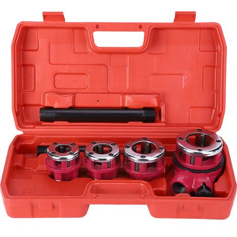 Zoternen Kit di 4 matrici per filettatura manuale di tubi idraulici 1/2" 3/4" 1" 1-1/4" Strumento per infilare (1/5)