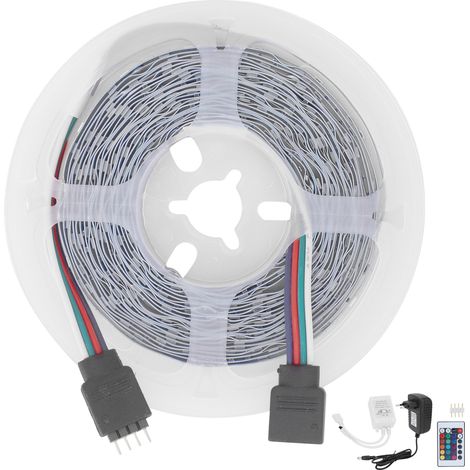 Bandeau lumineux LED 300LED 5M RGB multicolore dimmable 12V pour décoration extérieure, adapté 100-240V US. (1/5)
