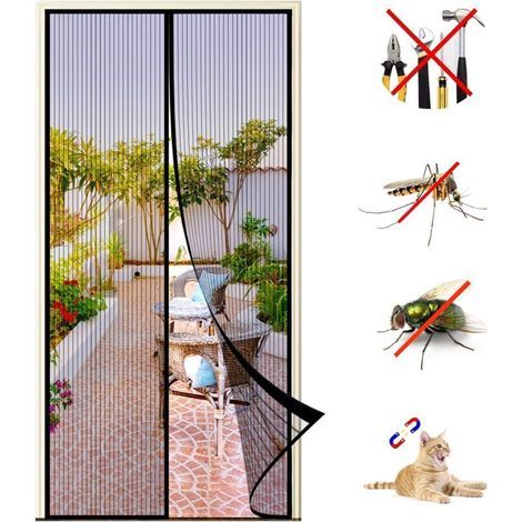 Magnetische Moskitonetze für Fenster und Türen, 150 x 220 cm, selbstklebendes Netzgewebe, verriegelbares Moskitonetz, magnetischer Vorhang schließt automatisch. (1/4)
