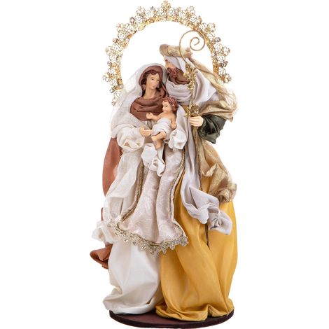 Natività in tessuto e resina con base rotonda, con personaggi realistici da 50 cm (1/4)