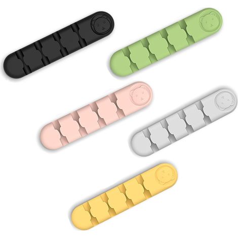 Clips Câble Organisateur Bureau - Lot de 5 - Range Câbles Fixe Câble Adhésif Attache-Câble Rangement Cordon de Bureau pour Câbles de Chargeur/Souris/Écouteur/Téléphone (1/5)