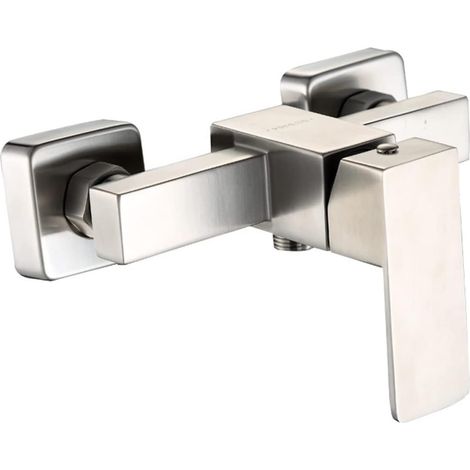 Shower Faucet Bath/Wall Mounted Shower Faucet Water Heater Mixer Valve 304 Brushed Stainless Steel Square Faucet G1/2 Shower Faucet (1/5)