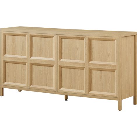 Buffet moderne en chêne clair 160x40x80 cm avec ouverture Tip-On et charnières Soft-Close (1/5)