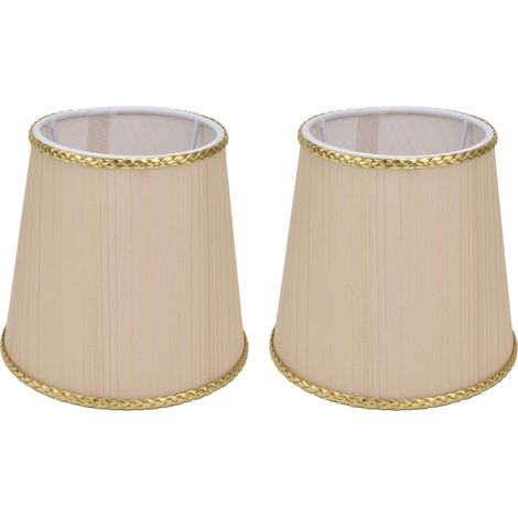 2 Abat-jour Fabric Beige Doré pour Lampe E14 - Élégant et Fonctionnel (1/5)