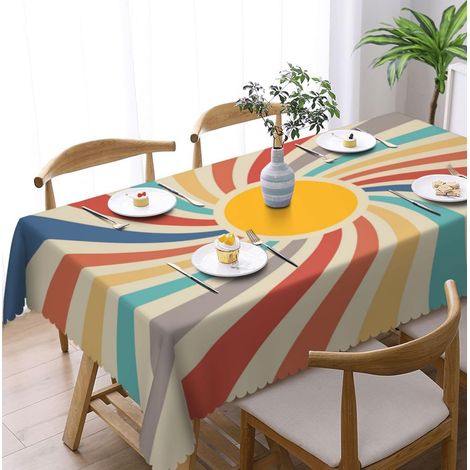 Nappe lavable, rectangulaire, 150 x 220 cm, nappe solaire d'extérieur, anti-taches, facile d'entretien, imperméable, pour cuisine, table à manger, table basse, fête, jardin (1/5)
