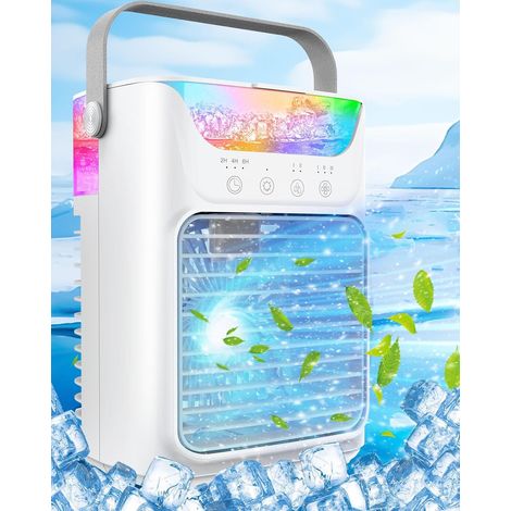 Mini climatiseur de bureau 700ml ventilateur brumisateur silencieux LED USB 6h minuterieBlanc (1/5)