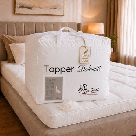 TOPPER per Materasso in PIUMINO Oca TEX TIROL © DOLOMITI 50% Piumino Oca / 50% Piuma Oca Matrimoniale KING cm. 180x200