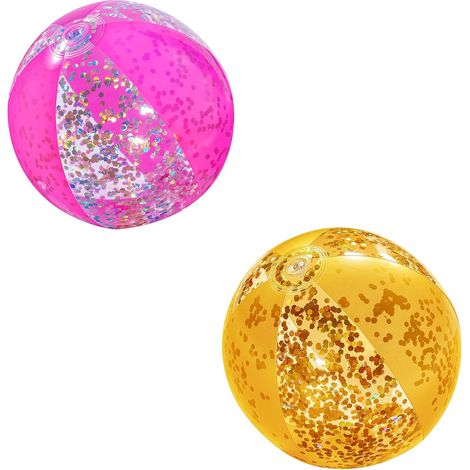 Balle à eau scintillante, 41 cm, ballon de plage transparent, balle à paillettes pour jeu (1/5)