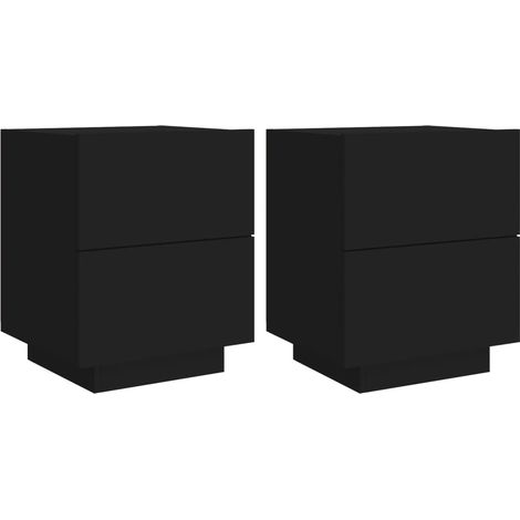 Set di 2 comodini con cassetti e LED 45 x 40 x 55 cm in multistrato nero DEC032859
