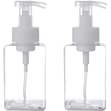 Flaconi con dosatore a pompa, dispenser per shampoo, 2 pezzi, dispenser per sapone, 250 ml, ricaricabili, PET, trasparenti, verdi, per balsamo, bagnoschiuma e lozione, verdi (1/5)