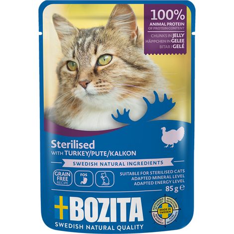 BOZITA Sterilisierte Stücke in Gelee mit Pute 85g