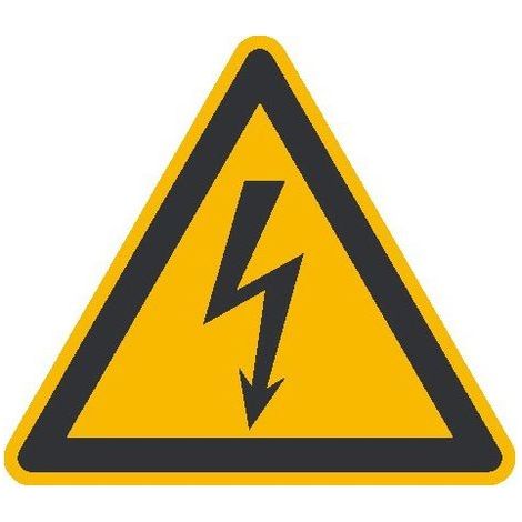 Placa de adverdencia Atención corriente eléctrica lámina, autoadhesiva 15mm