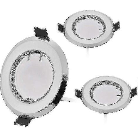 Lot de 3 spots LED encastrables ultra-plats avec 3 ampoules 5 W dimmables, module spot 220 V, perçage 55 mm, dimmable, blanc chaud 3000 K, angle de faisceau 120°. (1/5)