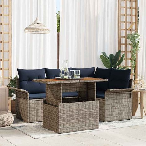 Set Divano da Giardino 5 pcs Grigio Poly Rattan vidaXL (1/5)