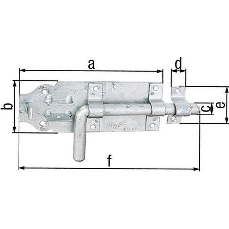 Verrou de box avec passan 230x70mm, galvanisé a chaud