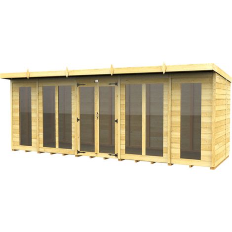 18 x 5 Pent Summer House (Full Height Window)