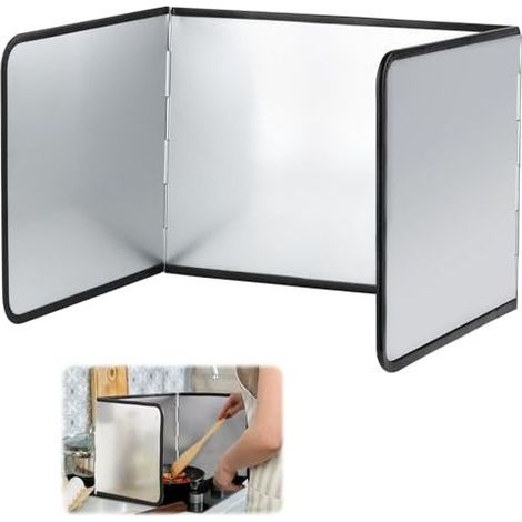 Plaque Anti Projection Cuisine, Protection d'Écran pour Cuisinière Plaque Anti Projection Cuisine Pliable Protection D'écran Anti-Éclaboussures pour Évier Cuisson Rôtir (39x29x30cm) (1/5)