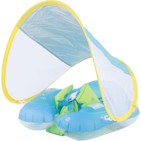 Bouée pour bébé avec pare-soleil amovible, cercle de natation pour enfants, taille S (diamètre intérieur 15 cm) (1/5)