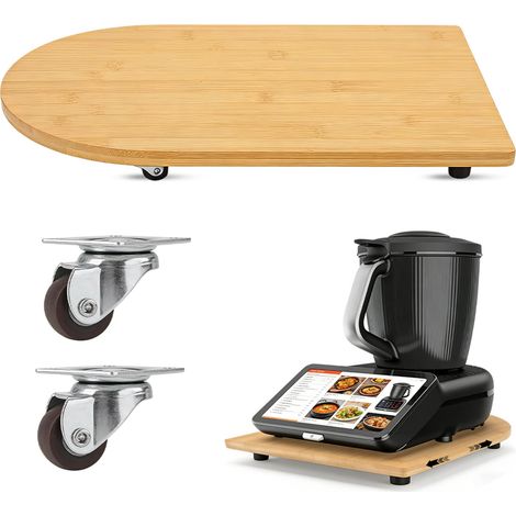 Planche coulissante en bambou pour Thermomix TM7 avec roulettes à 360° et pieds en caoutchouc antidérapants, pour TM7, accessoire de planche à roulettes de qualité supérieure, déplacement sans effort (1/5)