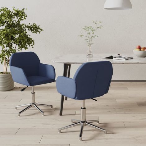 Esszimmerstühle 2 Stk. Drehbar Blau Stoff (1/5)