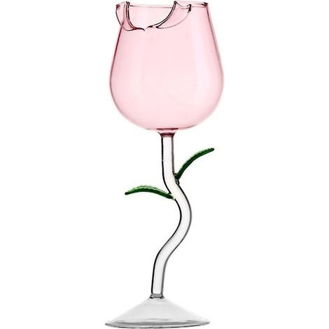 Verres à vin transparents en forme de rose, parfaits pour les fêtes, les mariages et la Saint-Valentin. Résistants et originaux, ils ont une contenance de 150 ml. Couleur : rose. (1/4)