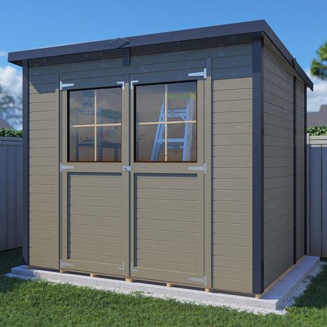 Abri de jardin bois Bertilo Simplo 4,30m² 12mm avec plancher gris beige RAL7006 (1/5)