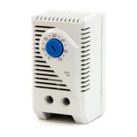 Thermostat de fermeture Lanberg 10A pour armoires avec patte de fixation en rack et connecteur électrique, gris
