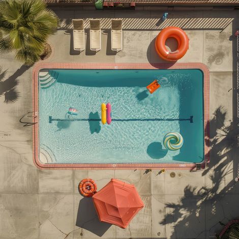 Tableau sur toile piscine rétro estivale 90x90 cm - Impression sur Toile Murale Décorative - Image imprimée en HD sur Toile - Toile sur Châssis en Bois FSC - Fabriqué en France