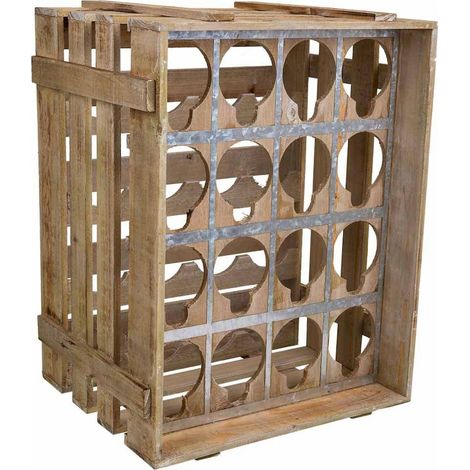 rangement bouteille en bois de sapin pour intérieur chaleureux - bois naturel vieilli clair (1/5)