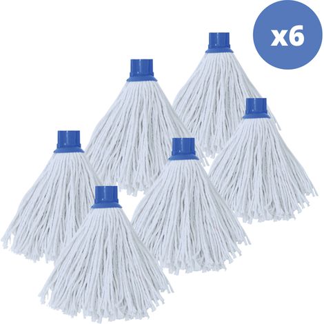 Set de 6 flecos de fregona de recambio en algodón 150gr Blanco MSV