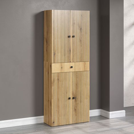 Meuble de salle de bain 1 tiroir 70x31x186 cm naturel - FRUTZ (1/3)