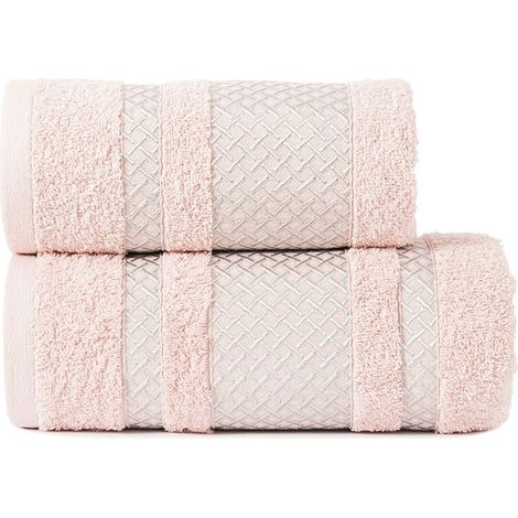 Serviette Lionel rose poudré 50x90 avec bordure argentée marquisette (1/4)