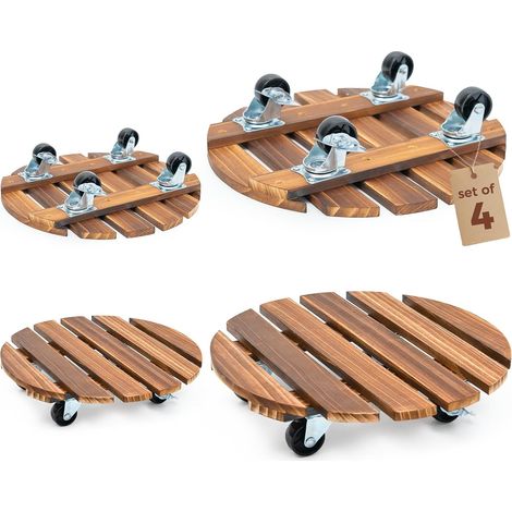 Lot de 4 supports à roulettes pour plantes d'extérieur avec roulettes pivotantes et verrouillables pour intérieur et patio - 30,5 cm (1/5)