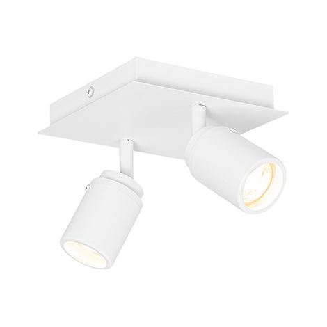 QAZQA Faretto ducha - Moderno - Acciaio,Alluminio,Vetro - Bianco - Quadrato GU10 Max. 2 x 4.7 Watt