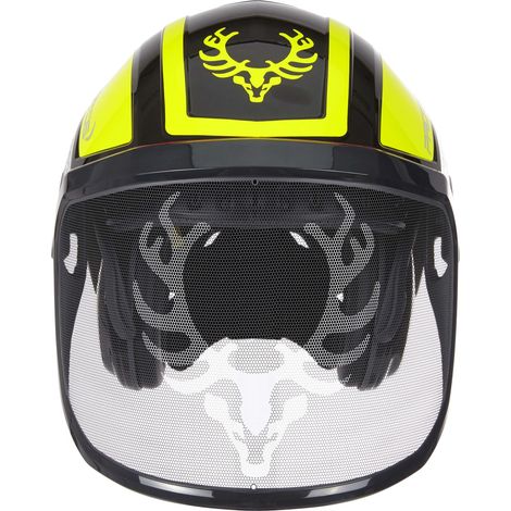 Casque forestier PROTOS KOX – Protection auditive et visière intégrale – Norme EPI – Haute visibilité noir/jaune fluo