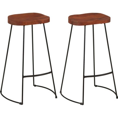 Set di 2 sgabelli da bar altezza 78 cm in legno massello di mango e ferro DEC029593