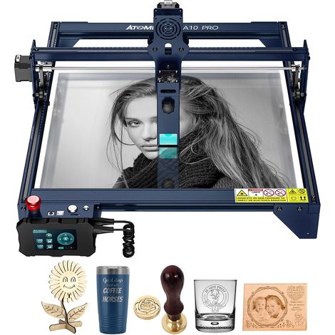 Machine à graver laser 50W avec puissance de sortie 10W, gravure hors ligne et contrôle tactile, double spot compressé pour bois, métal, acrylic, cuir, céramic, 11000 mm/min (1/5)