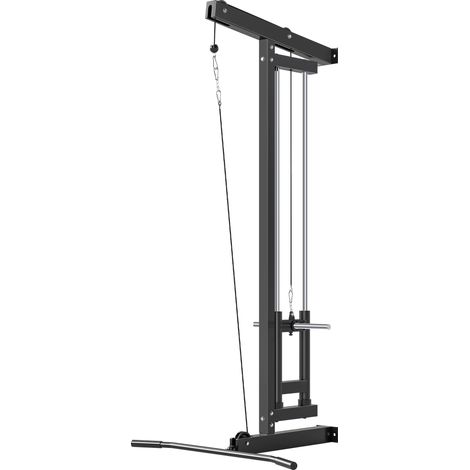 Appareil de musculation mural, station de traction, poulie haute et basse, 2 poulies, en acier, 75 x 16 x 192 cm, noir