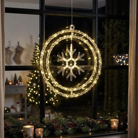 SnoFlake Rings Warm White Window Hanging Light (1/2)