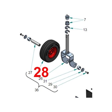 Rueda de 280 mm de diámetro para segadora frontal PERUZZO TEG SPECIAL HD