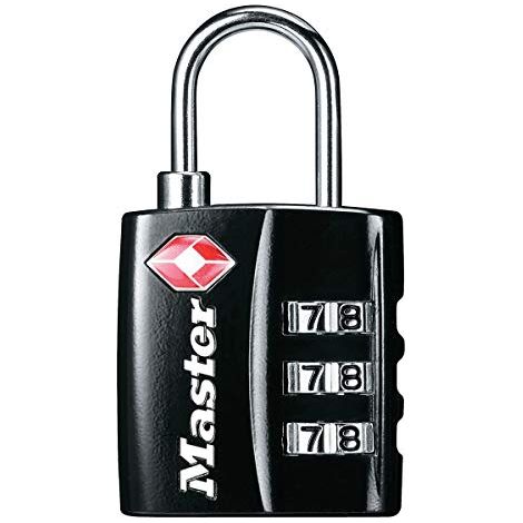 Master Lock 4680EURDBLK Lucchetto per bagagli approvato dalla TSA con combinazione, Nero, 5.5 x 3 x 2.6 cm (1/4)
