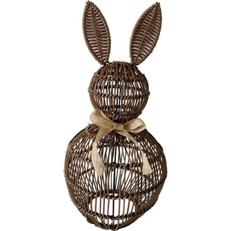 Set de 3 Lapins en Rotin, 20cm 30cm 50cm, Décoration Manuelles Résistantes, pour Jardin Maison Fêtes de Pâques