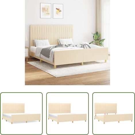 Kopfteil - Bettgestell ohne Matratze Creme 160x200 cm Stoff (1/5)