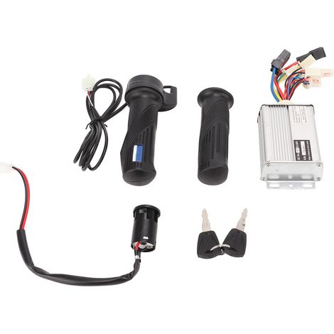 Kit régulateur de vitesse à balais 48V 1000W avec verrouillage du bouton d'accélérateur et clé, adapté aux vélos et tricycles électriques. (1/5)