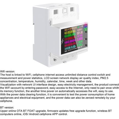 Compteur Électrique WiFi Rail DIN - Surveillance en Temps Réel via App - Écran Couleur 2.4" - Gestion Multi-Énergie (1/4)