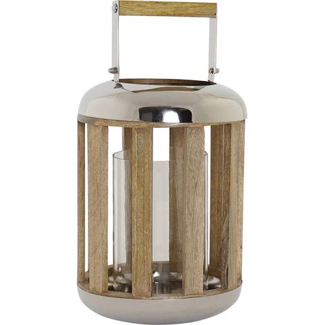 Lanterne en bois argenté pour une déco élégante - Argent réfléchissant avec nuances de bois (1/3)